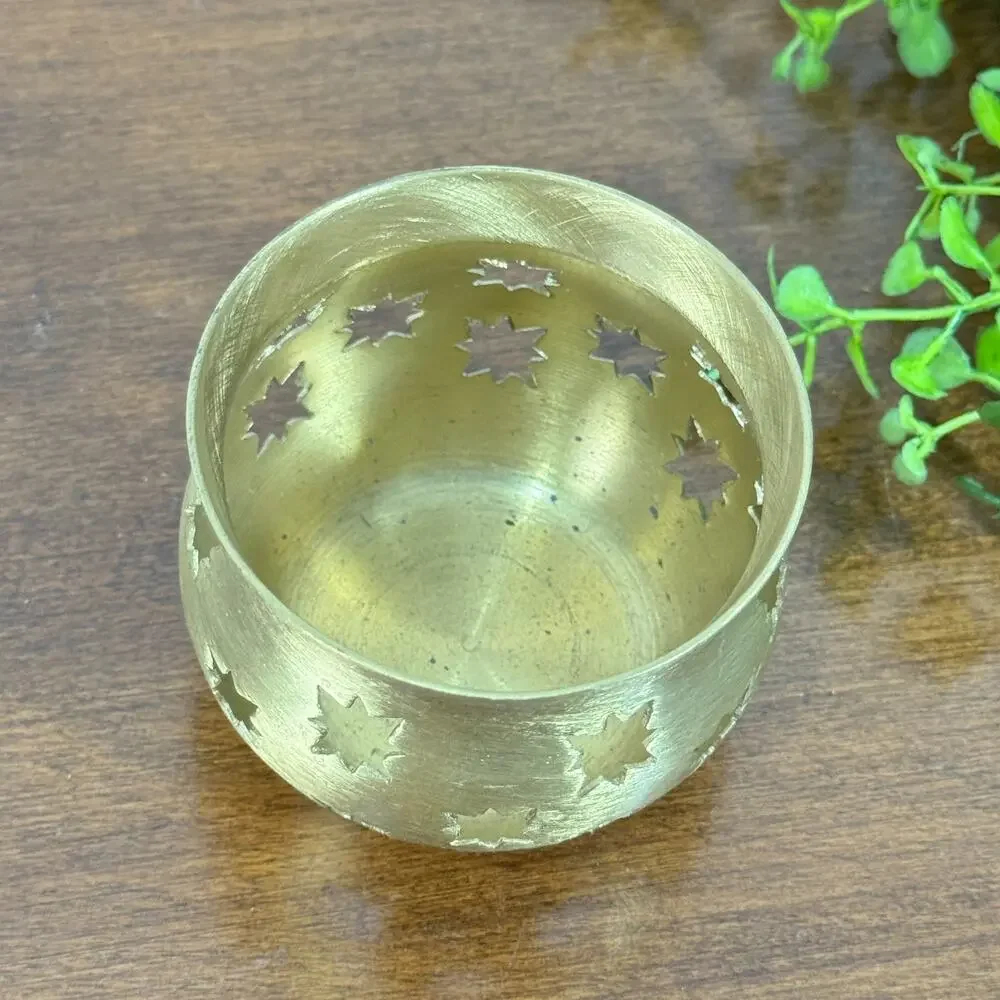 Vintage Brass Candle Holder Tealight Stars Cutouts Made In India Lillian Vernon